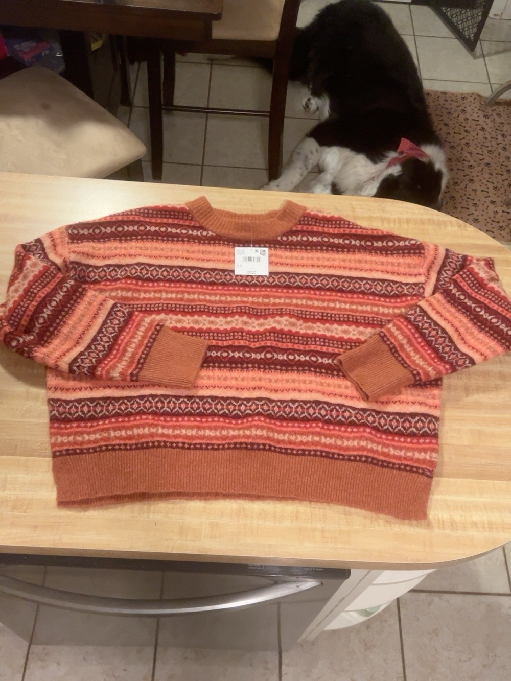 American Eagle Women’s XS Oversized Fair Isle Crewneck Sweater Fall NWT